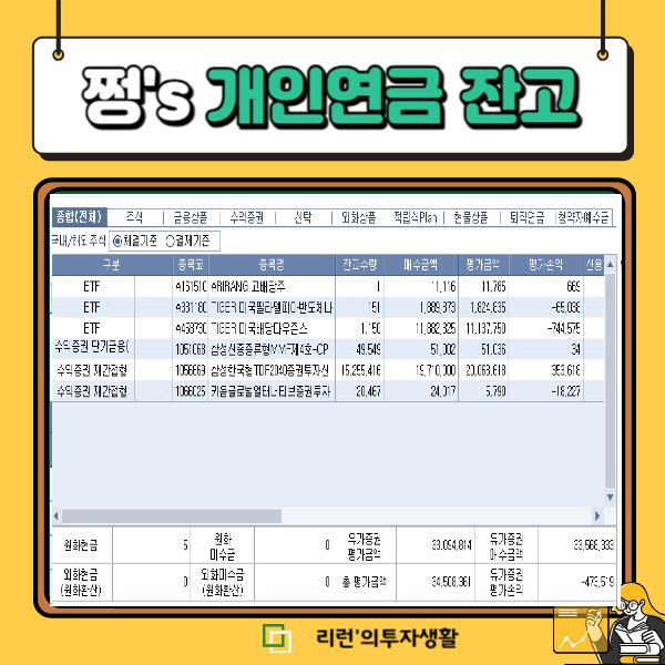 연금 배당금 재투자 – 11월 잔고보고서