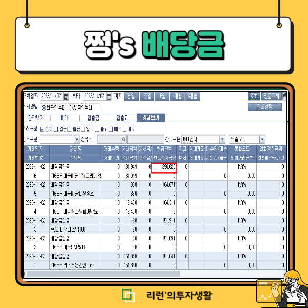 연금 배당금 재투자 – 11월 잔고보고서