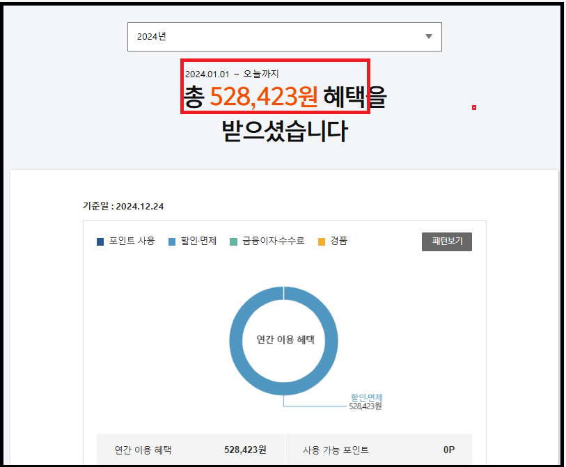 24년 생활비 총 할인금액 